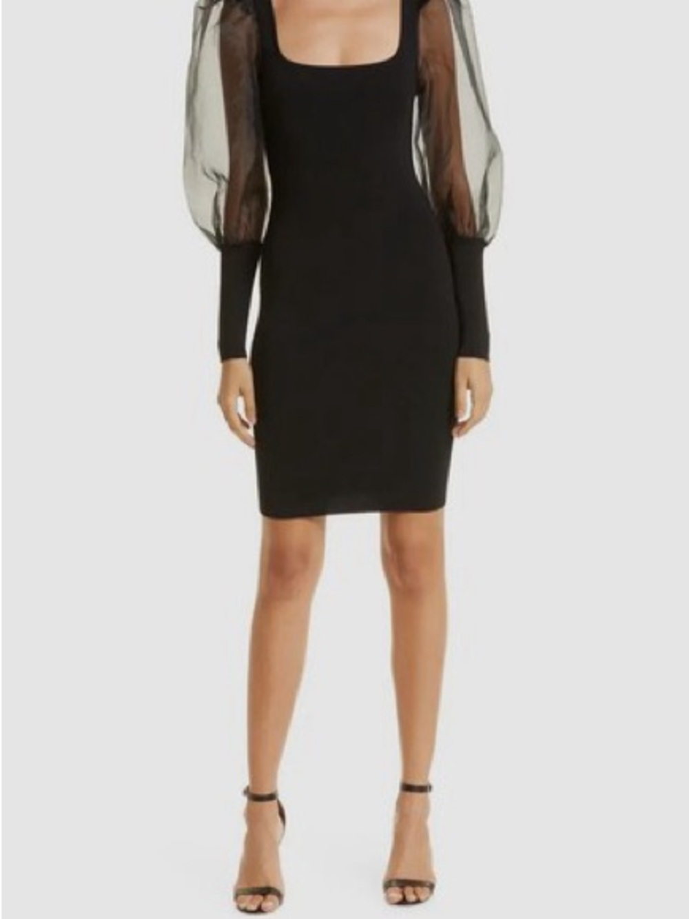 Black Puff Sleeve Sheath Dress